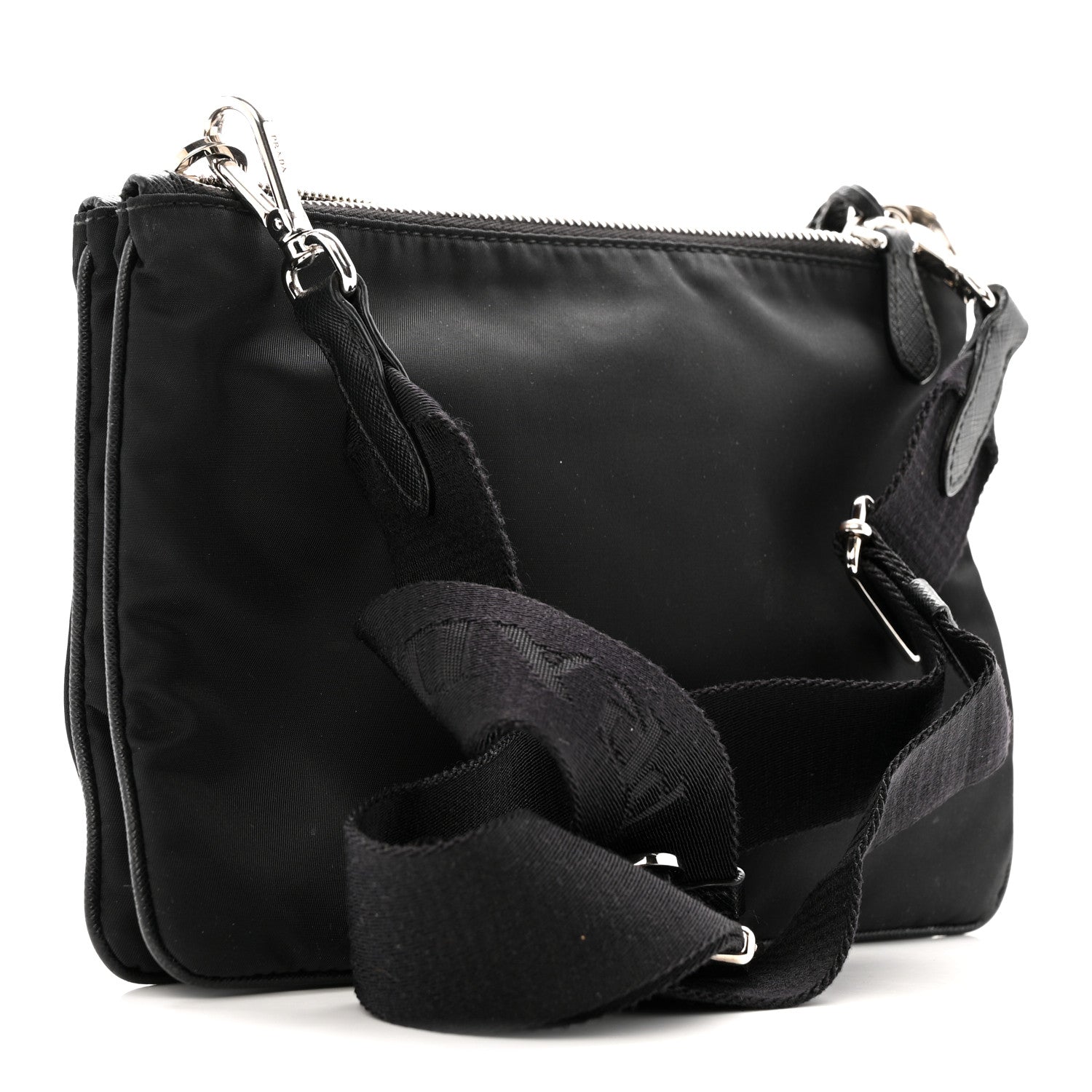 Prada Re-Nylon Saffiano Re-Edition 2000 Double Zip Crossbody Bag Black 3 of 15