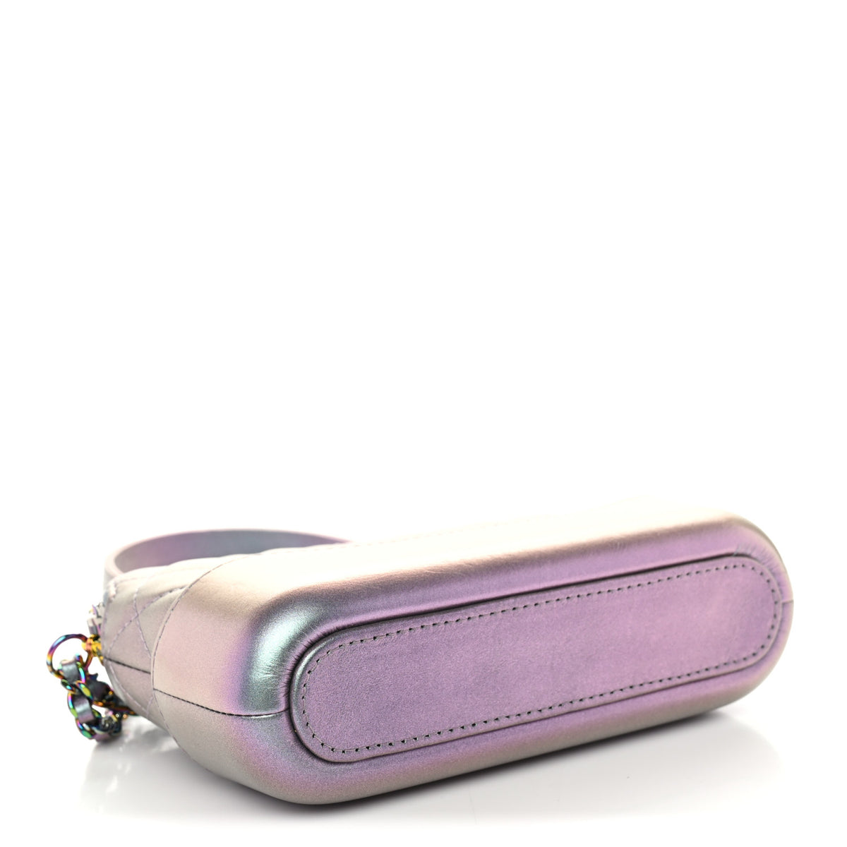 Iridescent Lambskin Calfskin Quilted Small Gabrielle Clutch With Chain Light Purple