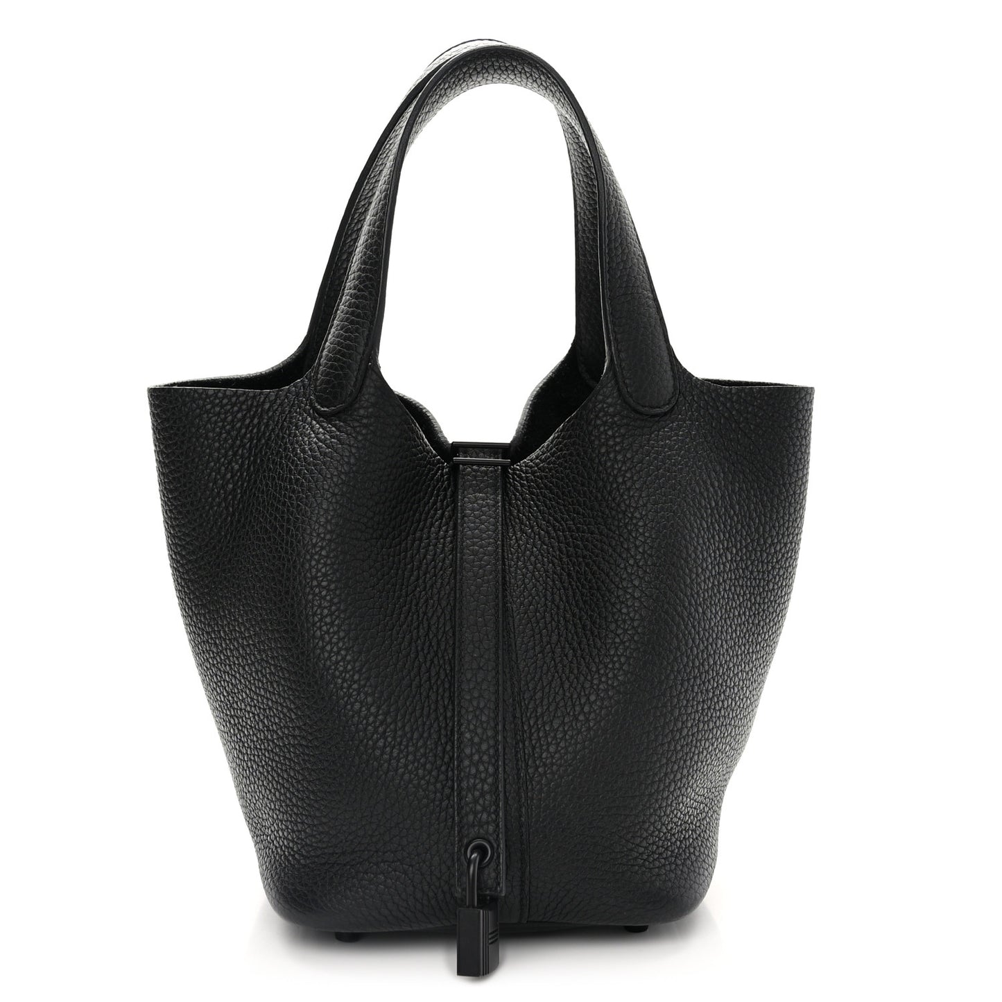 Taurillon Clemence Monochrome Picotin Lock 18 PM Black