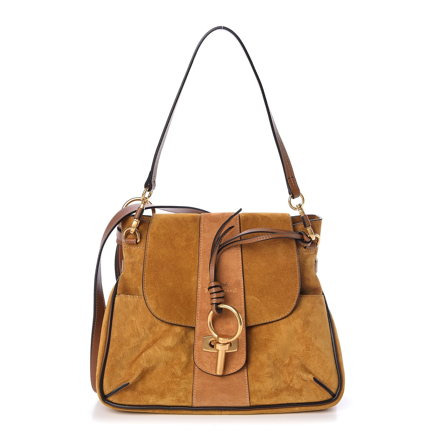 Suede Small Lexa Shoulder Bag Mustard Brown