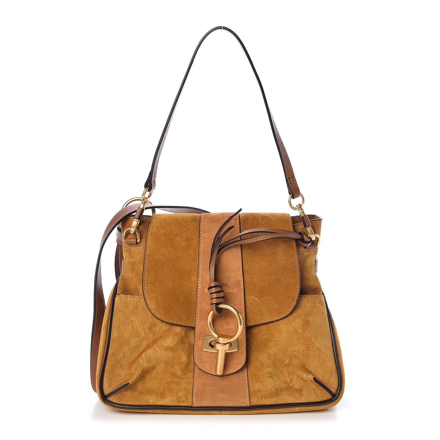 Chloe Suede Small Lexa Shoulder Bag Mustard Brown 1 of 11