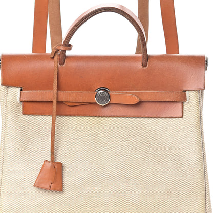 Hermes Toile Vache Calfskin Herbag 30 PM Backpack Natural 9 of 13