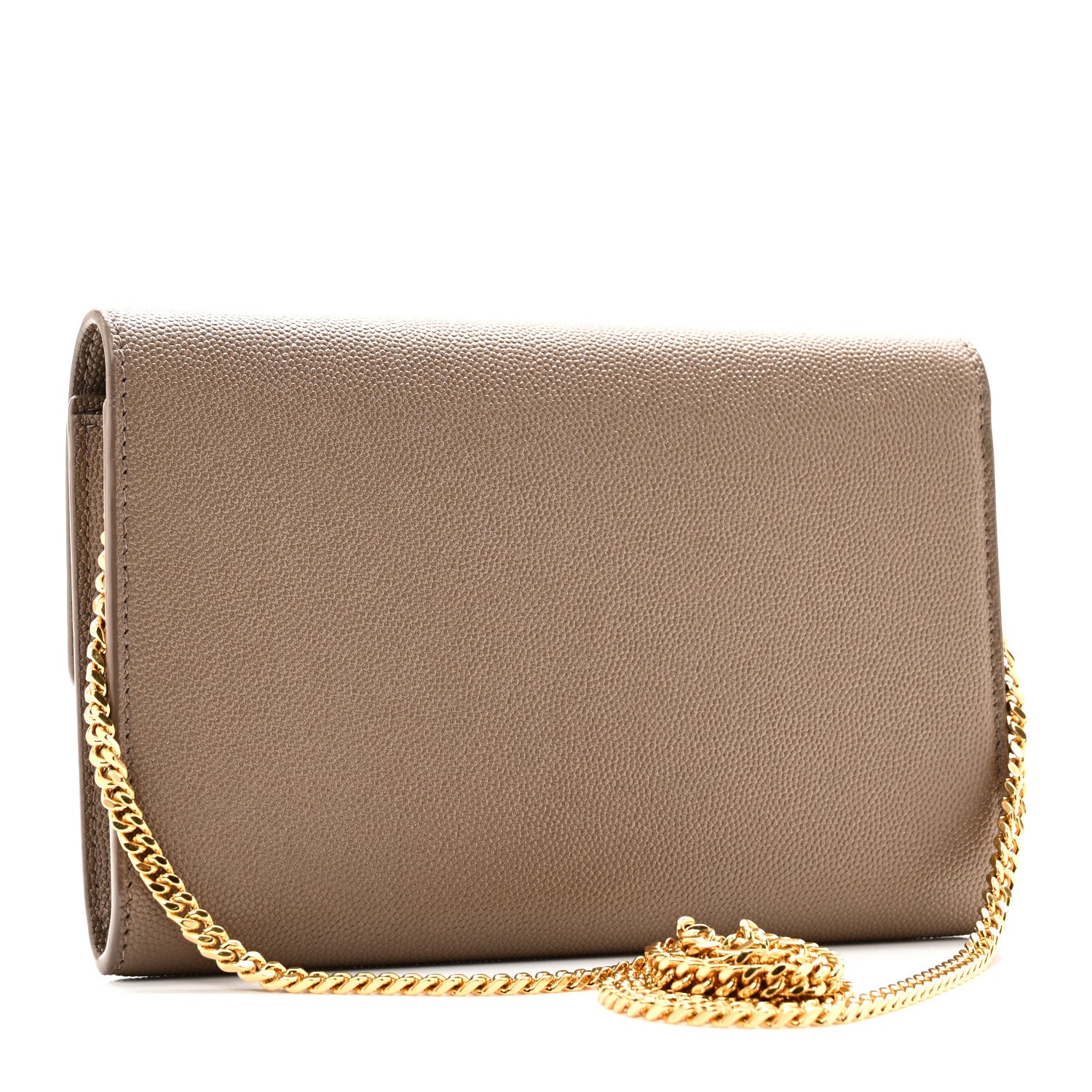 Saint Laurent Grain De Poudre Monogram Uptown Chain Wallet Taupe 4 of 11