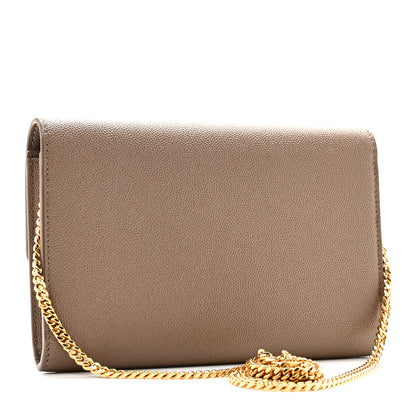 Saint Laurent Grain De Poudre Monogram Uptown Chain Wallet Taupe 4 of 11