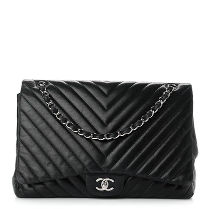 Chanel Lambskin Chevron Quilted Maxi Single Flap Black 1 of 13