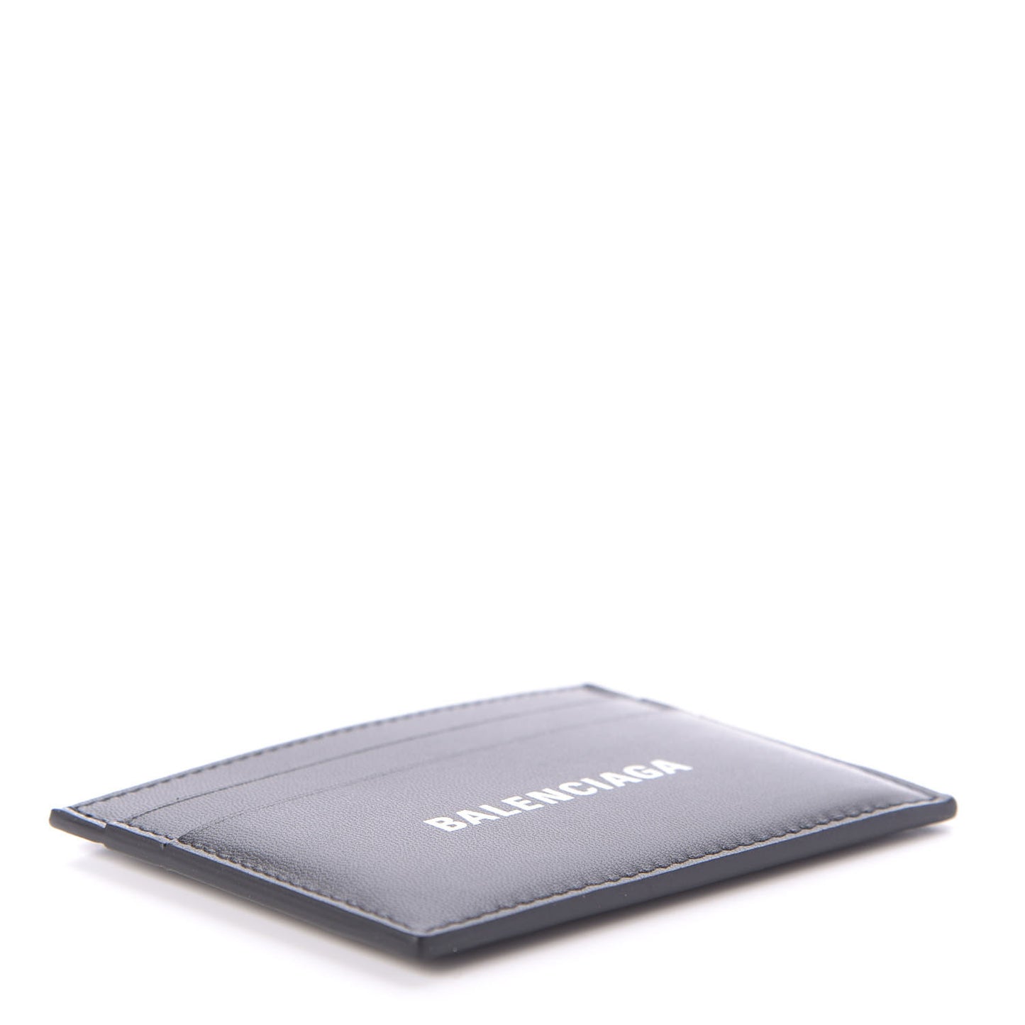 Flat Calfskin Logo Cash Card Holder Black White