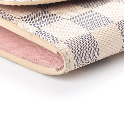 Louis Vuitton Damier Azur Emilie Wallet Rose Ballerine 8 of 9