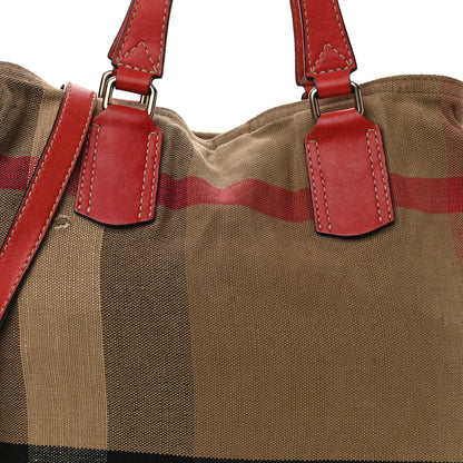 Burberry Canvas Mega Check Medium Tottenham Brit Tote Cadmium Red 7 of 13
