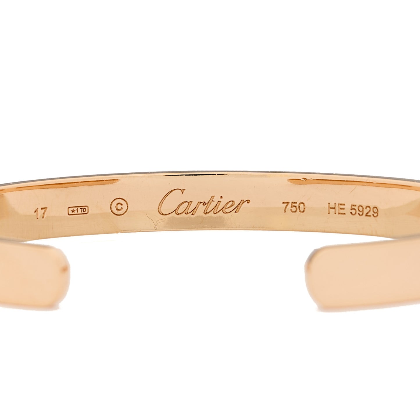18K Pink Gold LOVE Cuff Bracelet 17
