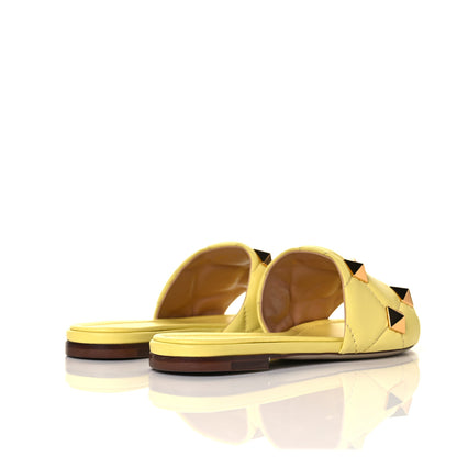 Valentino Garavani Nappa Roman Stud Flat Slide Sandals 36.5 Lime Sorbet 4 of 10