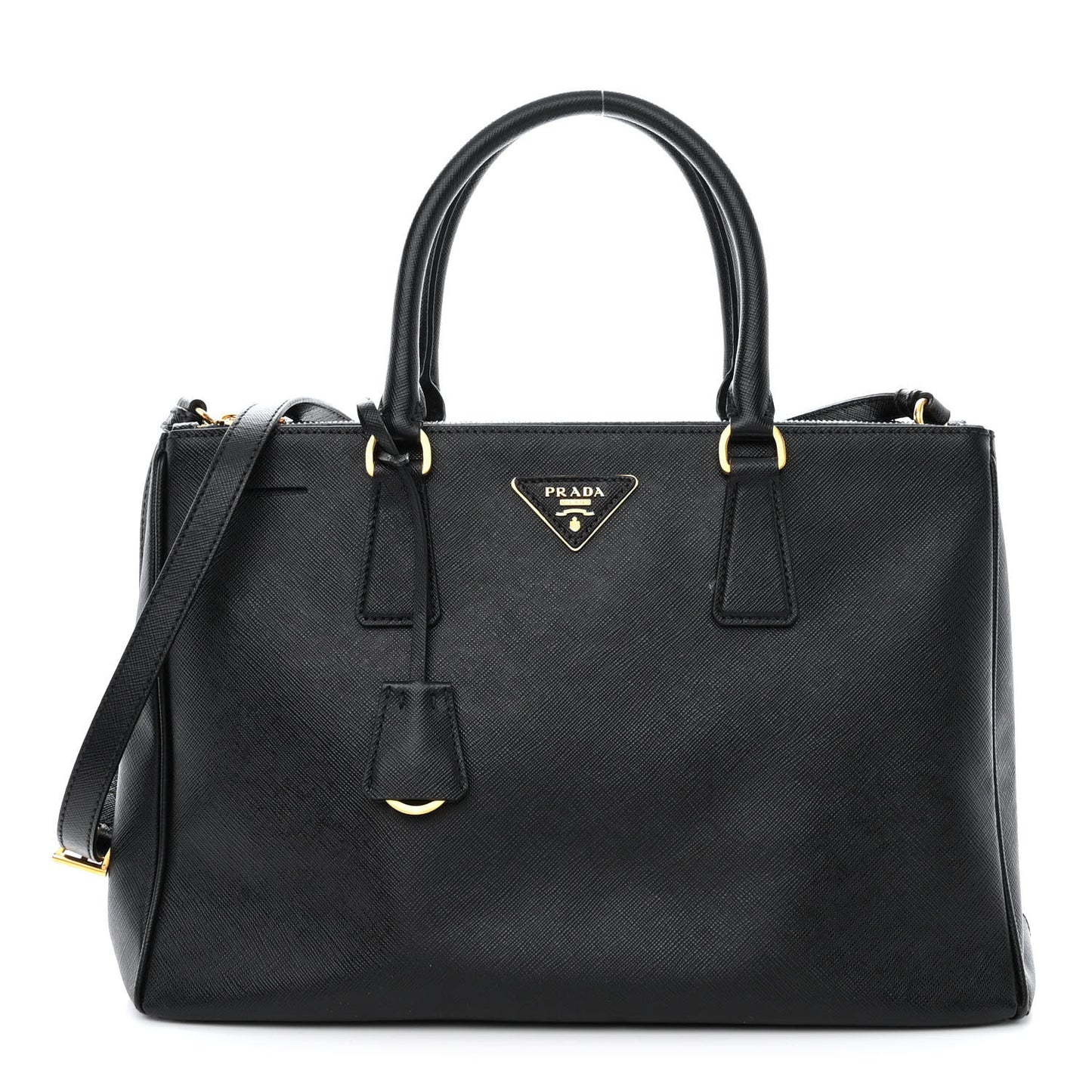 Saffiano Medium Galleria Double Zip Tote Black