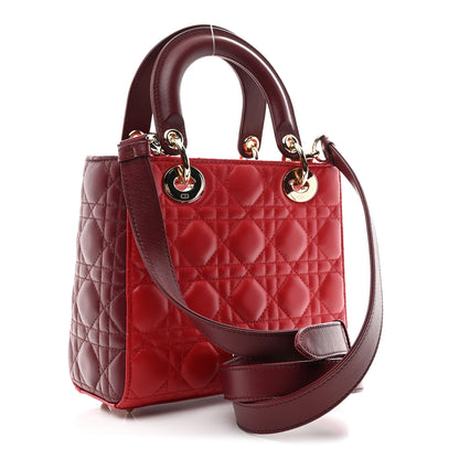 Christian Dior Lambskin Cannage Small Bi-Color Lady Dior Rouge Multicolor 3 of 11
