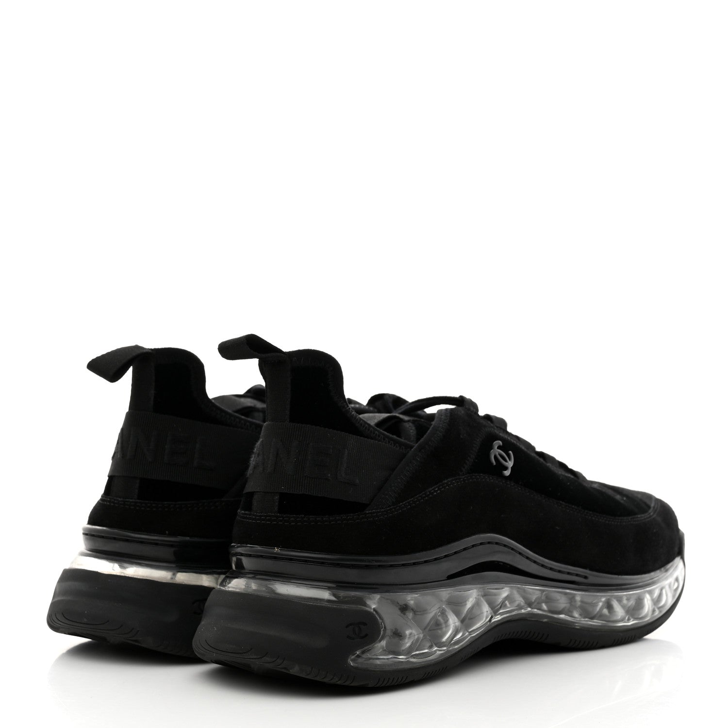 Chanel Suede Grosgrain Mens CC Sneakers 46 Black 4 of 8