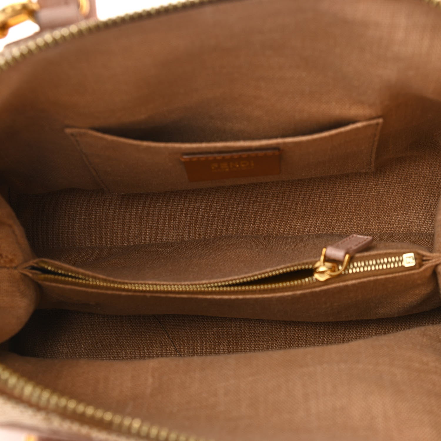 Fendi Vitello Elite Canvas Small Chameleon Tote Beige Cipria 5 of 12