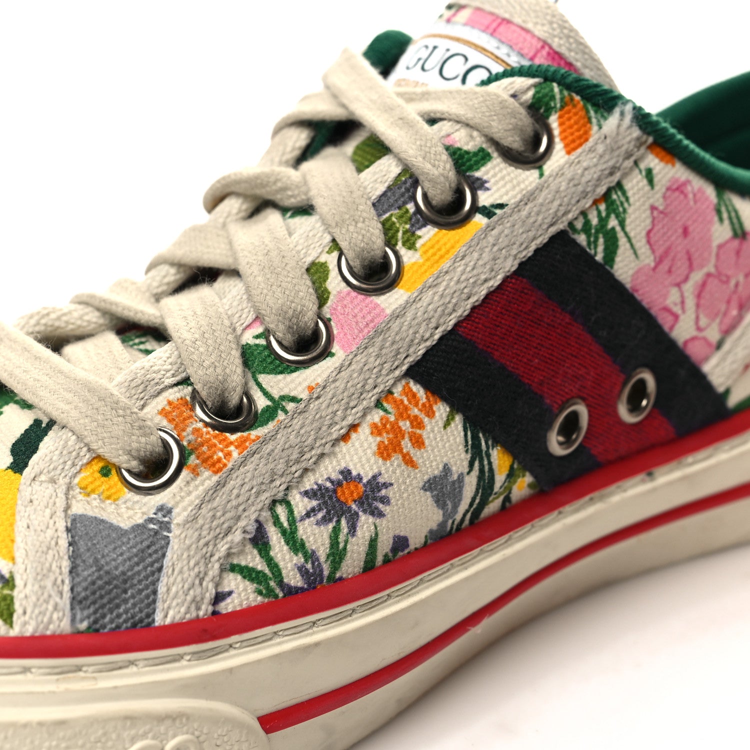 Gucci X KEN SCOTT Cotton Web Floral Womens 1977 Tennis Sneakers 35.5 Ivory Pink Mystic White 8 of 9
