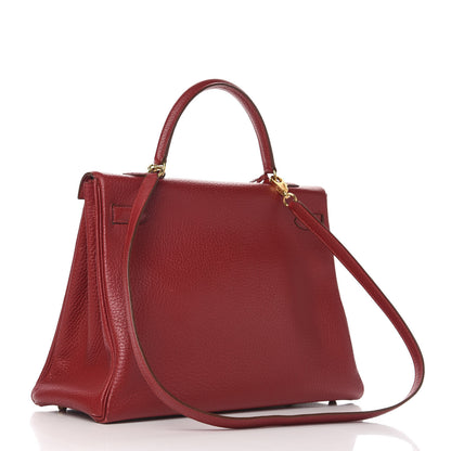 Hermes Fjord Kelly Retourne 35 Rouge Vif 3 of 17