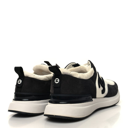 Chanel Nylon Calfskin Suede Womens CC Sneakers 41.5 White Black 4 of 10