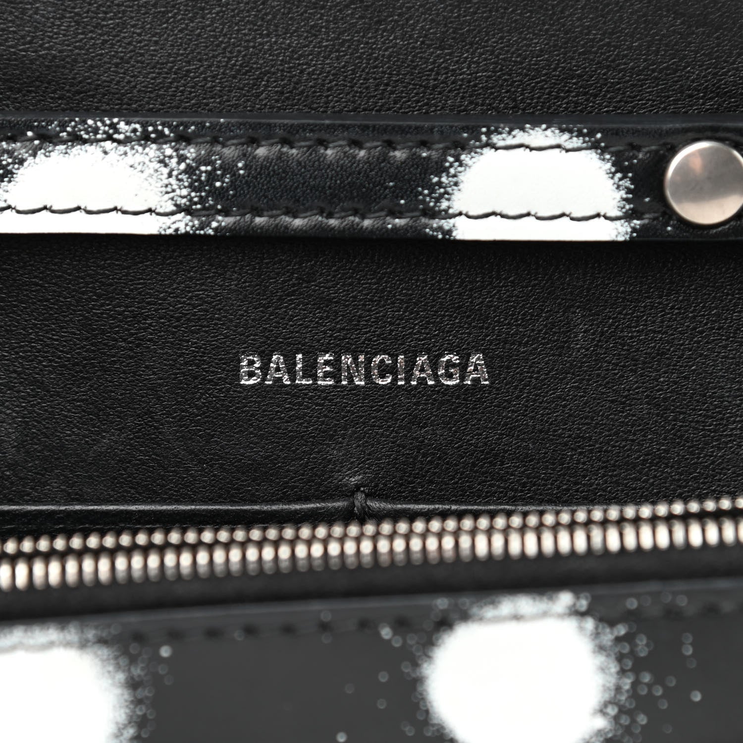 Balenciaga Shiny Box Calfskin Polka Dot Hourglass Chain Bag Black White 6 of 9