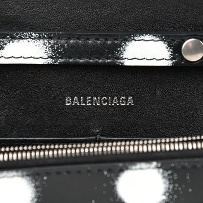 Balenciaga Shiny Box Calfskin Polka Dot Hourglass Chain Bag Black White 6 of 9