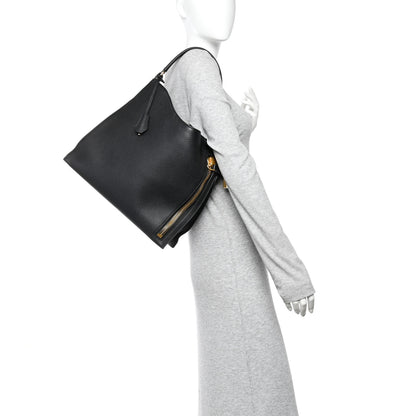 Tom Ford Pebbled Calfskin Small Alix Padlock Zip Hobo Bag Black 2 of 11