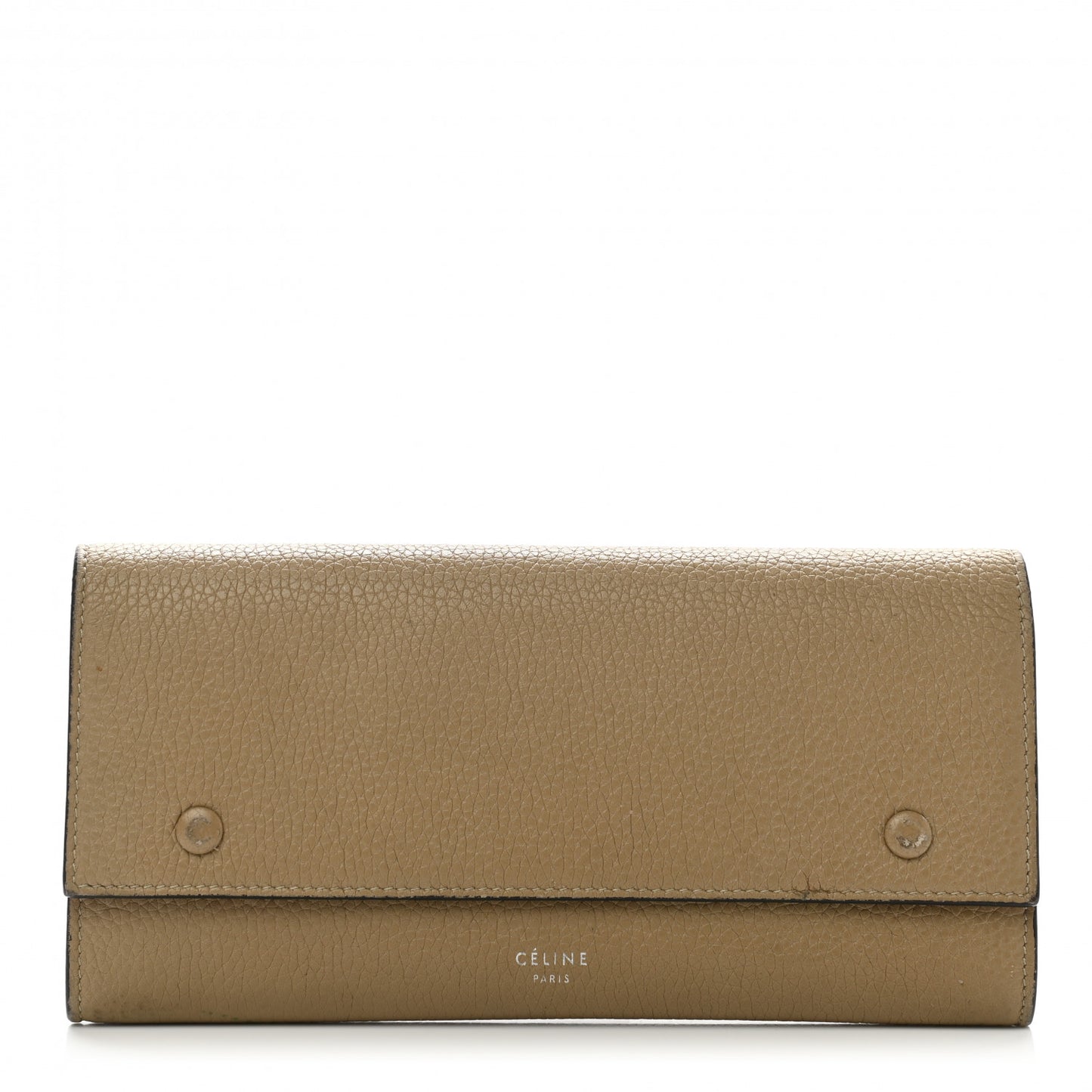 Drummed Calfskin Large Multifunction Flap Wallet Dune