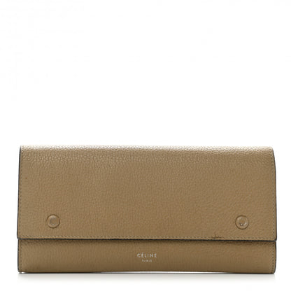 Celine Drummed Calfskin Large Multifunction Flap Wallet Dune 1 of 12