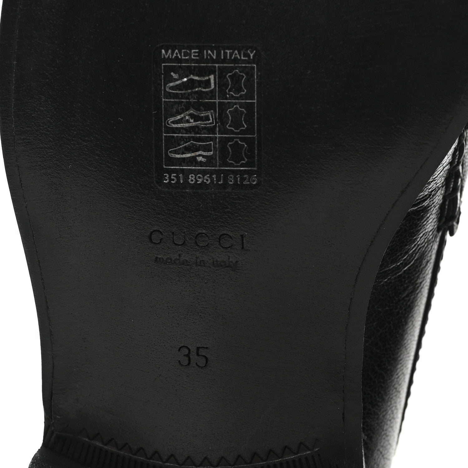 Gucci Goatskin Womens Logo 15mm Loafers 35 Black 7 of 9