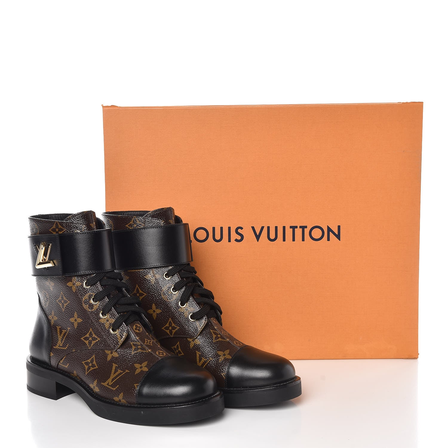 Louis Vuitton Calfskin Monogram Wonderland Flat Ranger Boots 39 Black 9 of 9