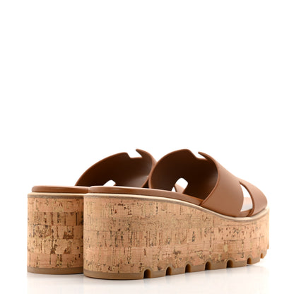 Hermes Calfskin Cork Eze 30 Sandals 37 Marron Glaise 4 of 9
