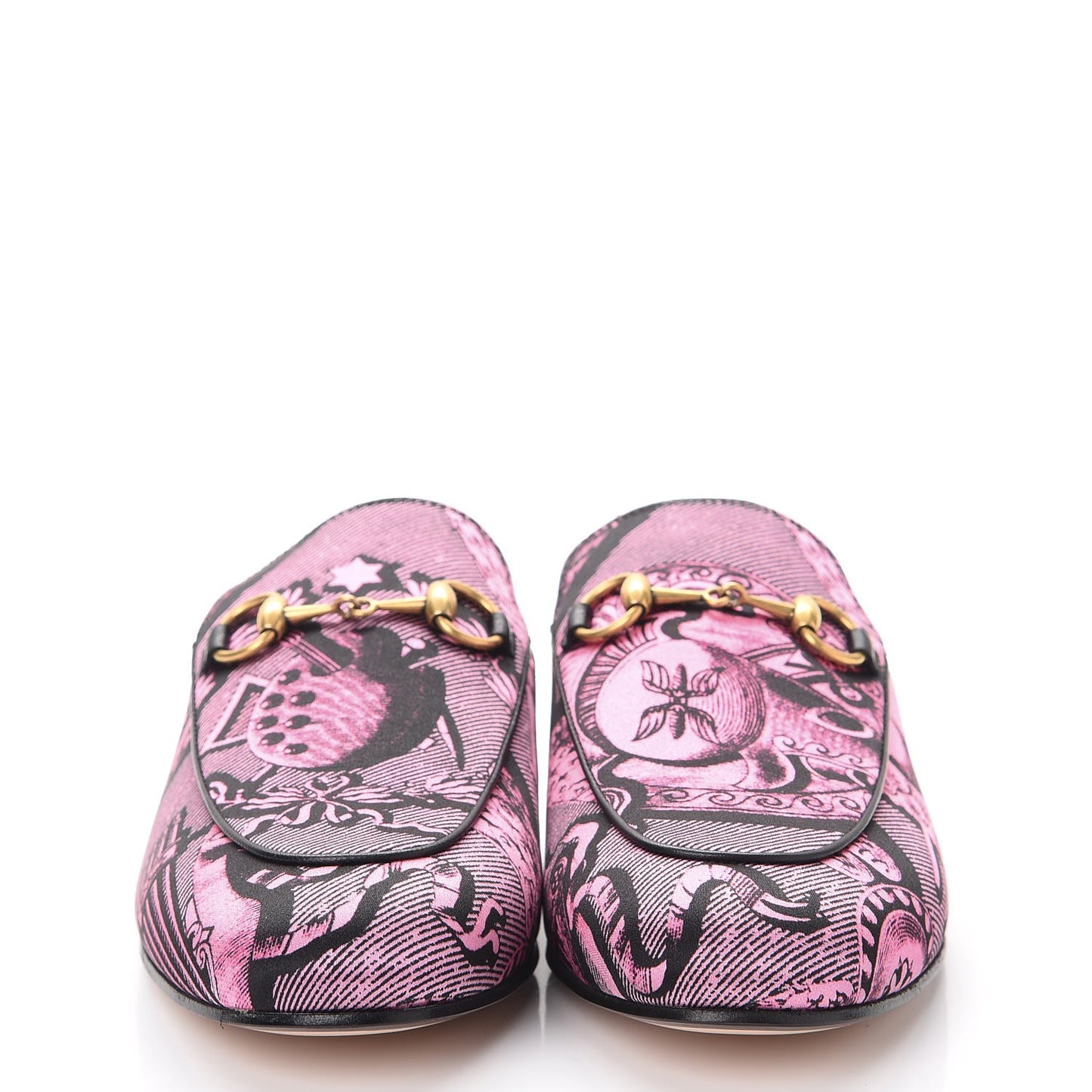 Silk Satin Saint Romain Womens Princetown Slippers 36.5 Pink Black