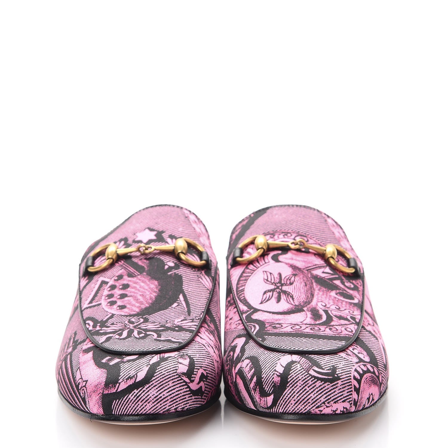 Gucci Silk Satin Saint Romain Womens Princetown Slippers 36.5 Pink Black 2 of 9