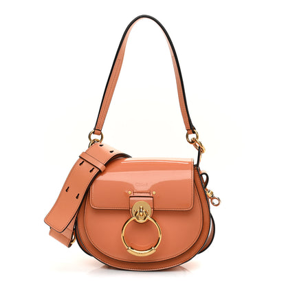 Chloe Patent Calfskin Suede Small Tess Bag Autumnal Brown 1 of 9