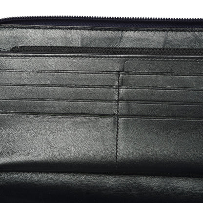 Chanel Lambskin Camellia Embossed Zip Around Organizer Wallet Navy 9 of 12