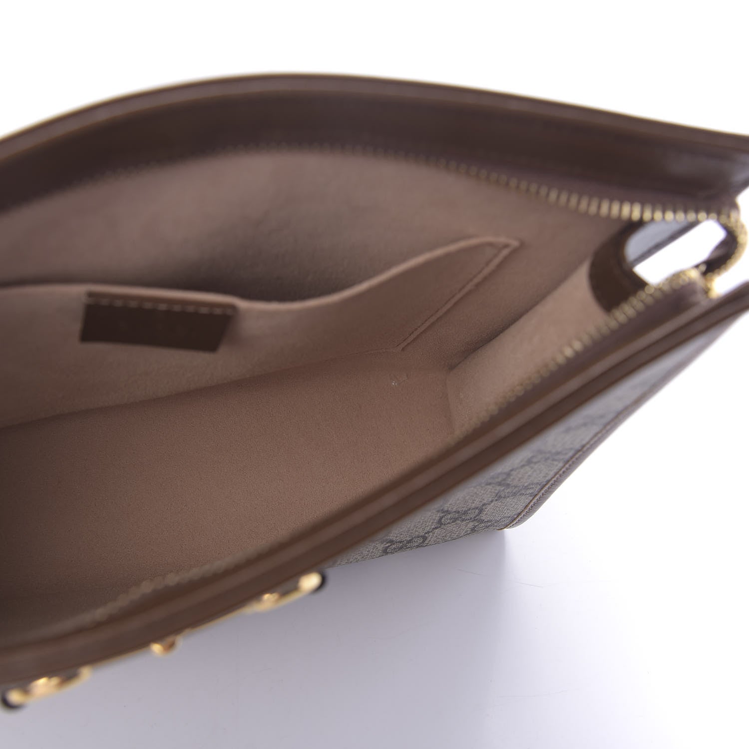 Gucci GG Supreme Monogram Horsebit 1955 Zip Pouch Beige Brown Sugar 5 of 11