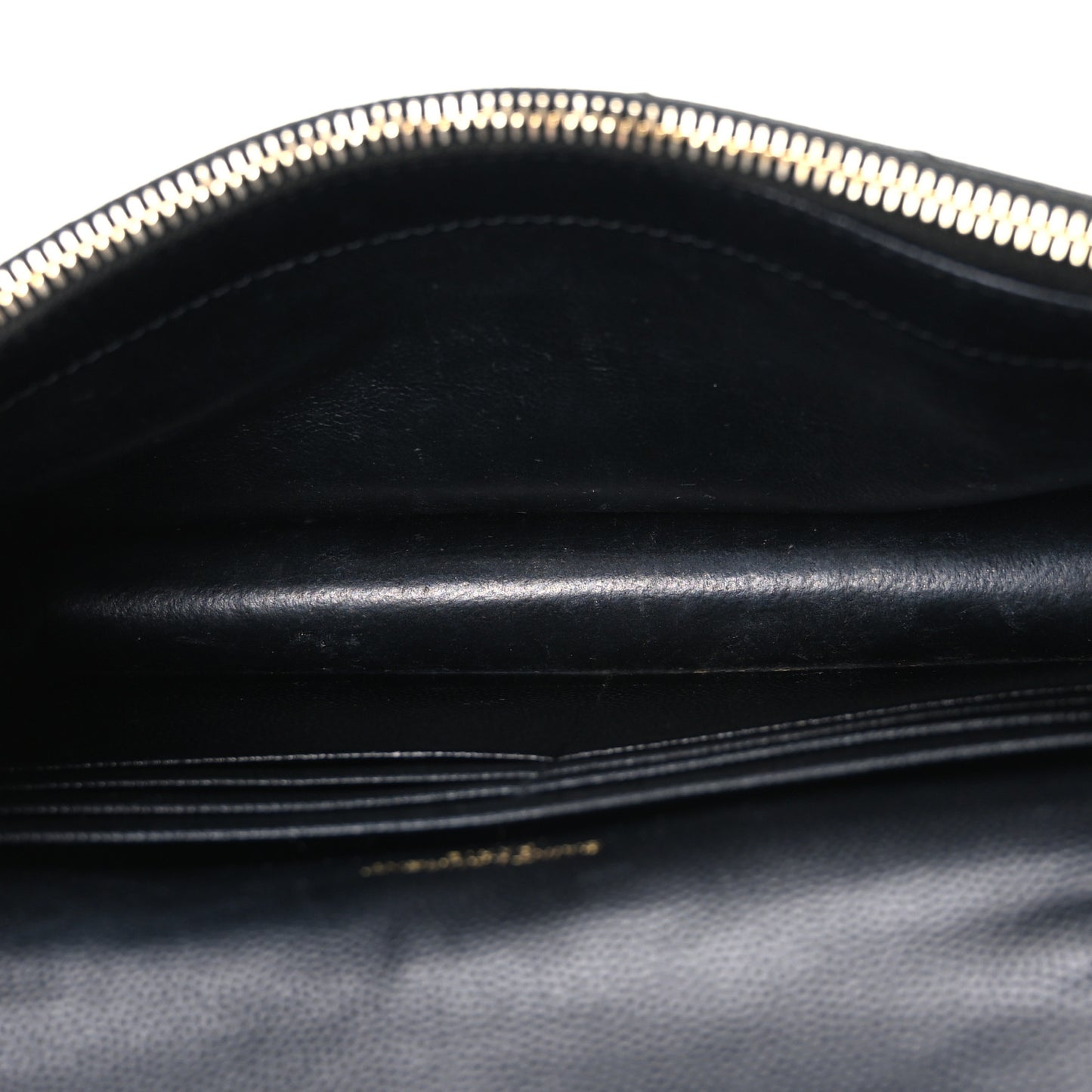 Grain De Poudre Matelasse Chevron Monogram Envelope Chain Wallet Black