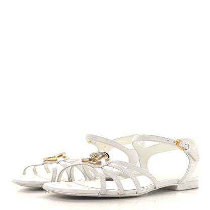 Chanel Lambskin Crystal CC Sandals 37 White 4 of 9