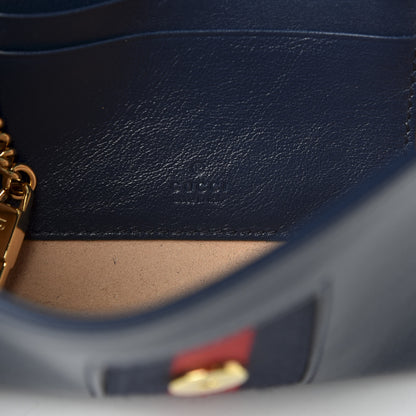 Gucci Textured Calfskin Web Mini Rajah Slim Flap Shoulder Bag Blue 6 of 10
