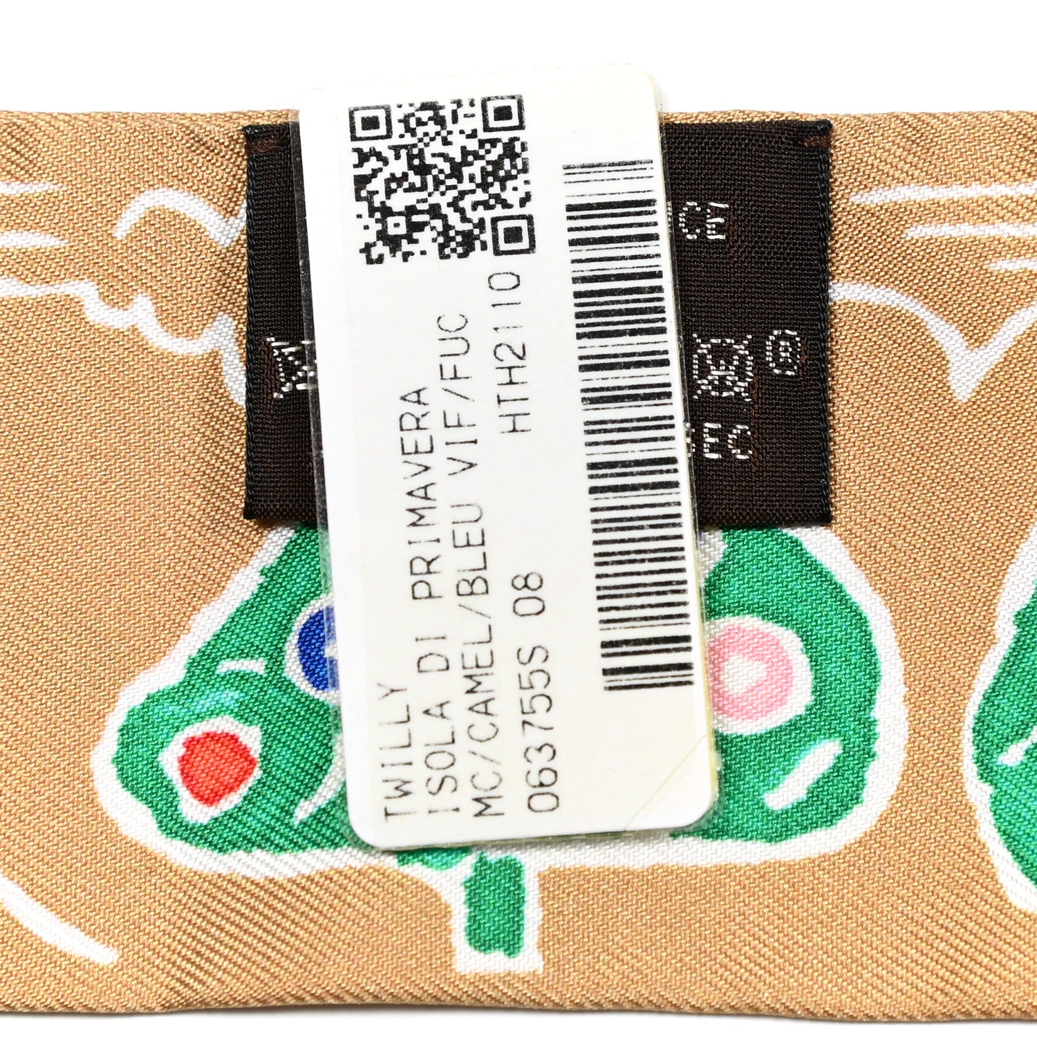 Hermes Silk Isola Di Primavera Twilly Camel Bleu Vif Fuchsia 3 of 5