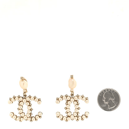 Chanel Crystal Pearl CC Earrings Gold 2 of 4