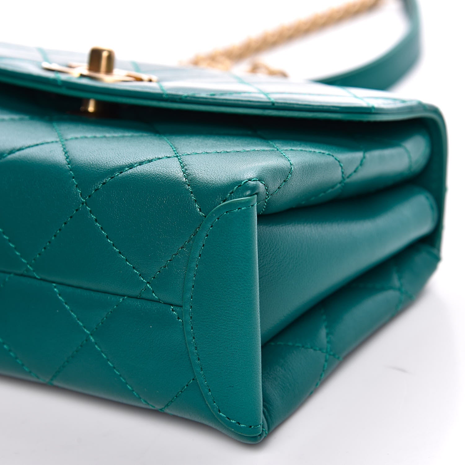 Chanel Lambskin Quilted Small Top Handle Bag Turquoise 8 of 12