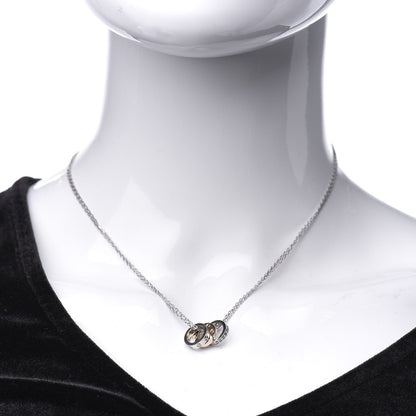 Cartier 18K White Pink Gold Diamond Three Ring LOVE Pendant Necklace 2 of 5