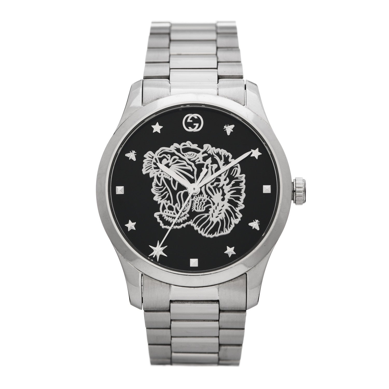 Gucci Stainless Steel 38mm G-Timeless Tiger Quartz Watch Black 1 of 6