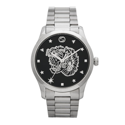 Gucci Stainless Steel 38mm G-Timeless Tiger Quartz Watch Black 1 of 6
