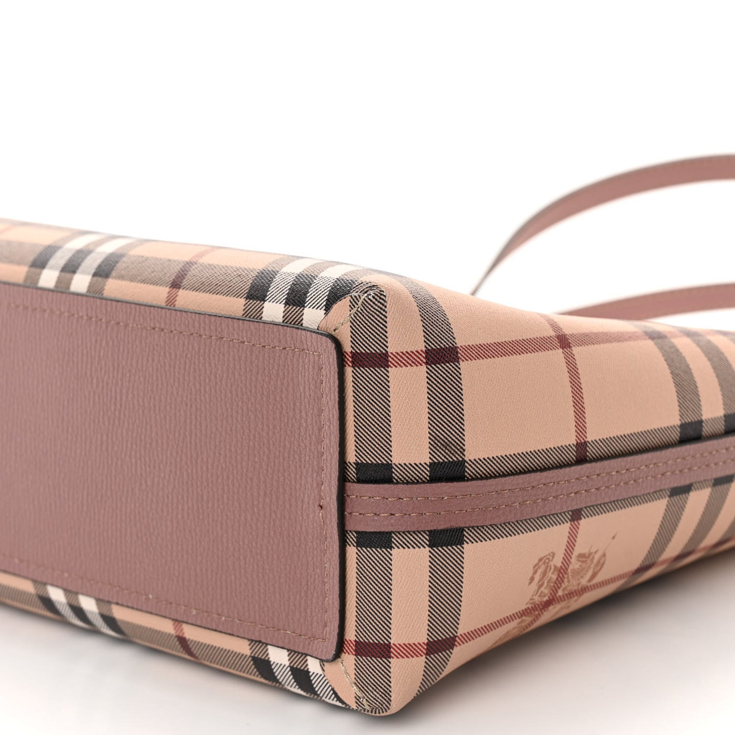 Grainy Calfskin Haymarket Check Medium Reversible Tote Dusty Pink