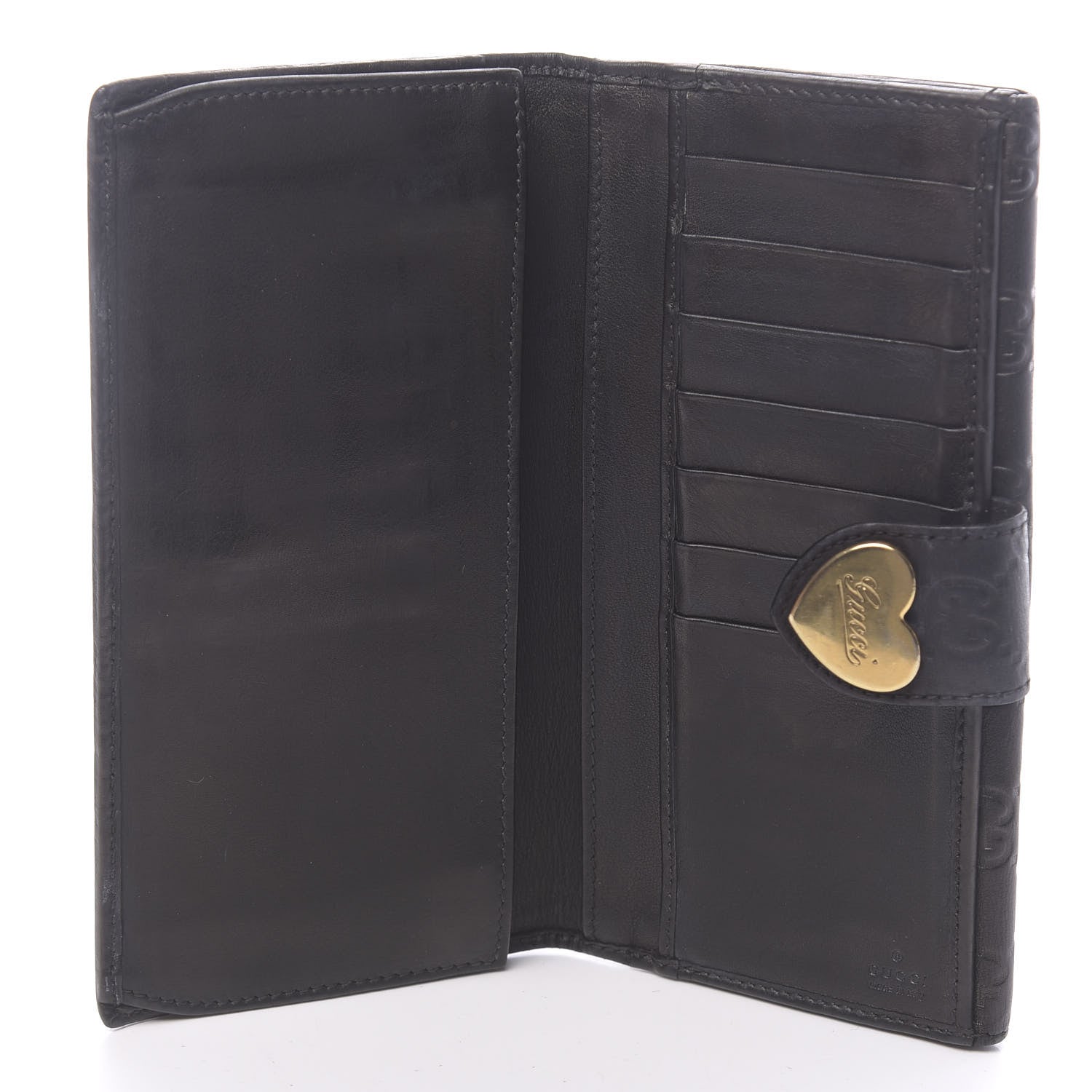 Gucci Guccissima Heart Continental Wallet Black 642495 – FASHIONPHILE