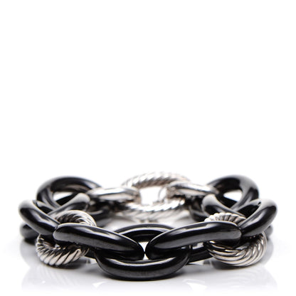 David Yurman Sterling Silver Ceramic Link Bracelet Black 1 of 3