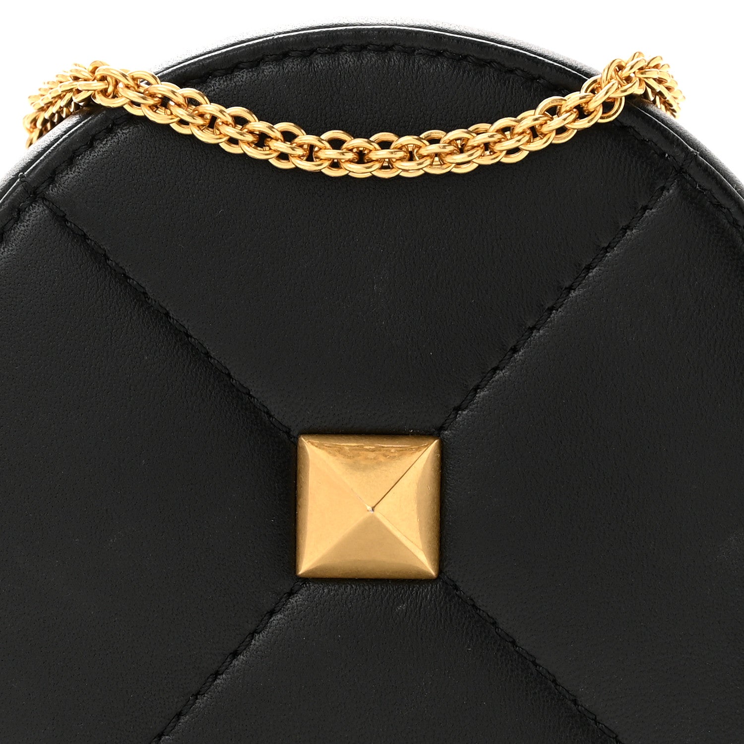 Valentino Garavani Calfskin Roman Stud Round Crossbody Bag Black 7 of 9