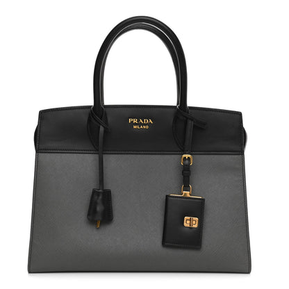 Prada Saffiano City Calf Medium Esplanade Tote Mercurio Black 1 of 9