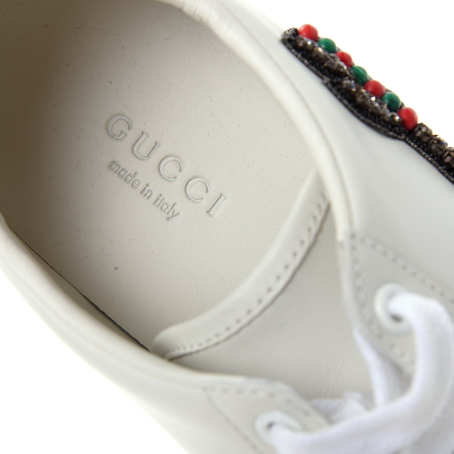 Calfskin Web Studded Womens Arrow Ace Sneakers 35.5 White