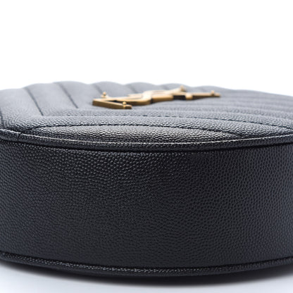 Saint Laurent Grain De Poudre Matelasse Chevron Quilted Round Vinyle Camera Bag Black 8 of 8